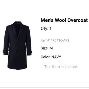 Lands' End Men's Navy Wool Trench Coat